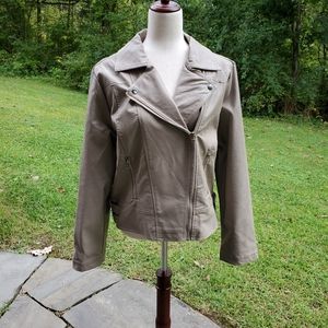 Miami Faux Leather Moto Jacket Tan Size L